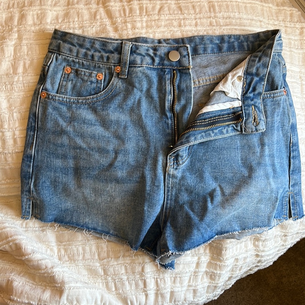 light blue jean shorts